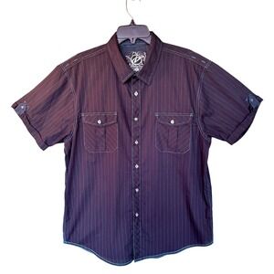 Drill Clothing Company Mens XL Button Up Shirt Short Sleeve Black Blue